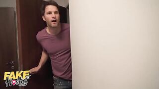 A girl got a secret affair with a guy in a fake hostel setting