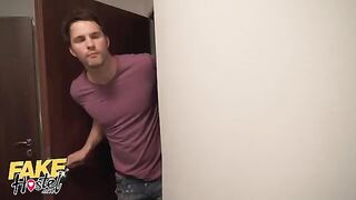 A girl got a secret affair with a guy in a fake hostel setting