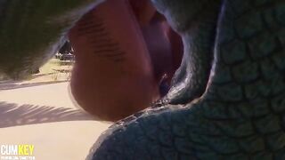 Two girls are being fucked by a monster in 3D