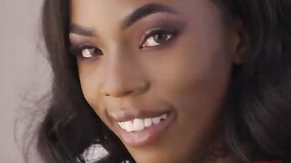 Petite ebony babe Sarah Banks gets her ass gapped hard in intense anal action
