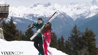 A young and sexy girl Sonya is having fun with a guy in the Alps