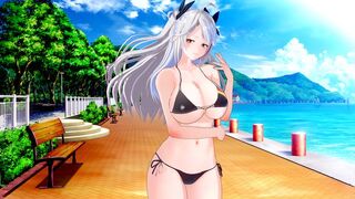 Big tits waifu Prinz Eugen fucks you with her huge boobs in POV