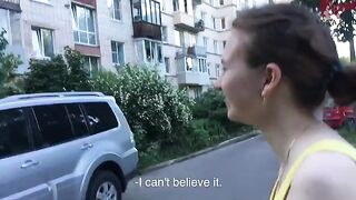 A petite Russian model got fucked by a stranger outdoors