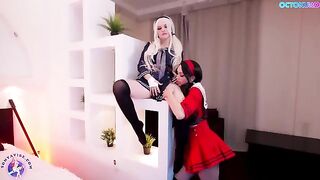 The baby doll is having fun with her best friend in a playful cosplay scenario