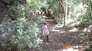 Three African girls in a steamy lesbian threesome experiment with pussy eating and licking