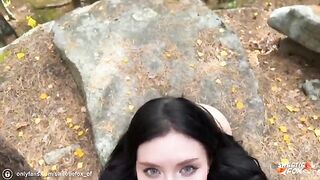 Babe fucked in the woods by a guy with a big cock