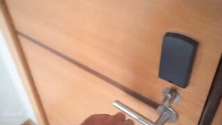 Skinny curly Evie got banged and cummed under the couch