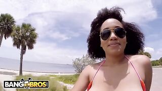 Busty babe Julie Kay riding a bike is insane
