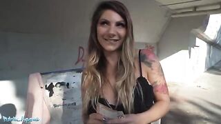 A nurse is waiting for the train and gets fucked outdoors