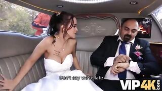 A bride gets her asshole gapped in the limousine on her wedding day