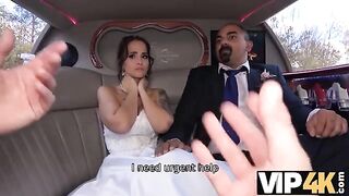 A bride gets her asshole gapped in the limousine on her wedding day