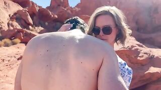 Public sex of friends in the desert landscape