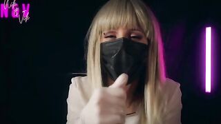 A crazy nurse in latex gives an incredible handjob that brings two orgasms