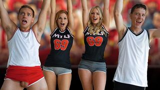Football match ended, two step moms celebrate with their stepsons’ dicks