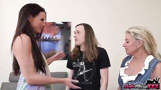 Old and young guys fucked by steams moms Sofie Marie and Payton Hall in group sex