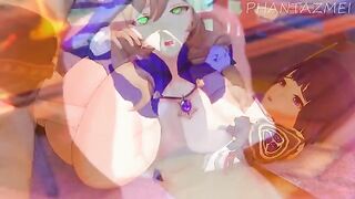 Animated Genshin Impact hentai with Lisa, Eula, and Raiden Shogun in intense scenes