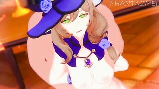Animated Genshin Impact hentai with Lisa, Eula, and Raiden Shogun in intense scenes