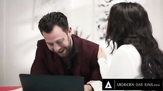 The client, played by the stunning Violet Starr, keeps getting fucked roughly