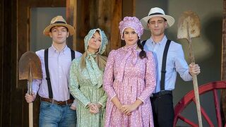 Hot busty stepmoms Penny Barber and Pristine Edge get their Amish stepsons’ cock hard
