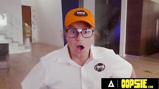 Jewelz Blu seduces the tech guys to fix her TV with her big PAWG tits