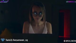 Petite brunette Lesya Moon gets strapped and fucked by Sia Siberia in a scary Halloween tale