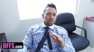 Three busty office sluts getting fucked by their boss's step-son