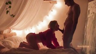 A man made a surprise for his girlfriend in a passionate homemade scene