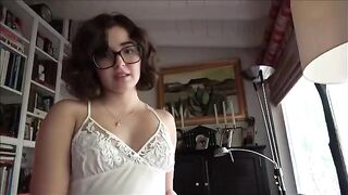 Nerdy girl with glasses fucks her stepdad in therapy