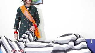 An Indian maid got a big dick after removing the blanket