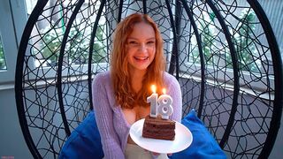 A cute young girl was fucked on her 18th birthday by a real guy