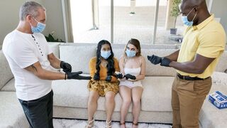 Two step daughters get their pussies washed and fucked by their Dads in a taboo scene