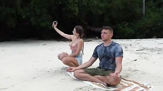 Meditation on the beach, deep blowjob from a stranger inspired by Kriss Kiss