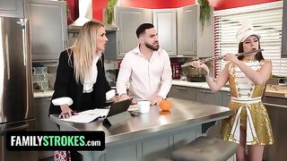 Step daughter Josie Tucker gets her big juicy tits covered with step daddy's jizz