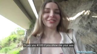 A long haired Ukrainian girl agreed to sex for money outdoors