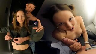 A daring encounter in the dressing room of a shopping mall, full of excitement