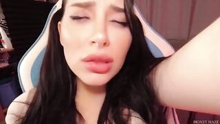 A girl was playing video games with her stepbrother, showcasing her skills