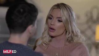 A step mom is trying to seduce her stepson to make love
