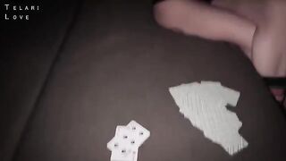 A girl played cards with her boyfriend, then he fucked her tits and mouth