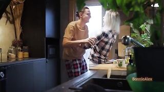 A couple has a passionate sex session in the kitchen