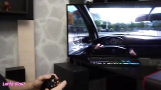 Babe distracted her boyfriend by fucking while he was playing video games