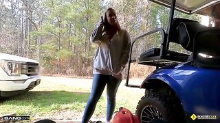 Our mechanic got lucky with a busty blonde babe, Bailey Brooke, who’s known for her jaw-dropping curves and aggressive grinding skills