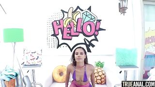 Petite Kylie Le Beau takes a big cock in her tight ass in this hot scene