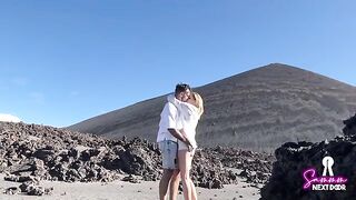 We hiked a volcano and he erupted in my mouth, a wild real couple scene