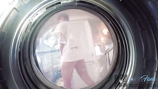 My girlfriend got her pussy filled with cum while looking for underwear in the washing machine