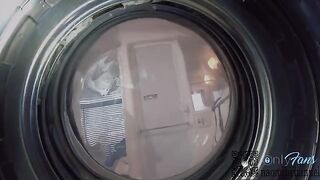 My girlfriend got her pussy filled with cum while looking for underwear in the washing machine