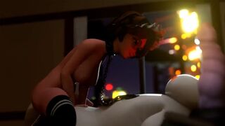 Aunt Cass shakes big ass on Baymax's cock in a steamy scene