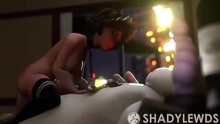 Aunt Cass shakes big ass on Baymax's cock in a steamy scene