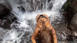 Passionate sex near the waterfall for 25K milestone