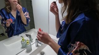 Hot French girl fucked in the morning in the bathroom