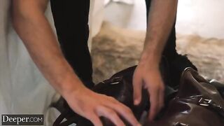 A sexy secretary Amber is tied up and fucked by her boss